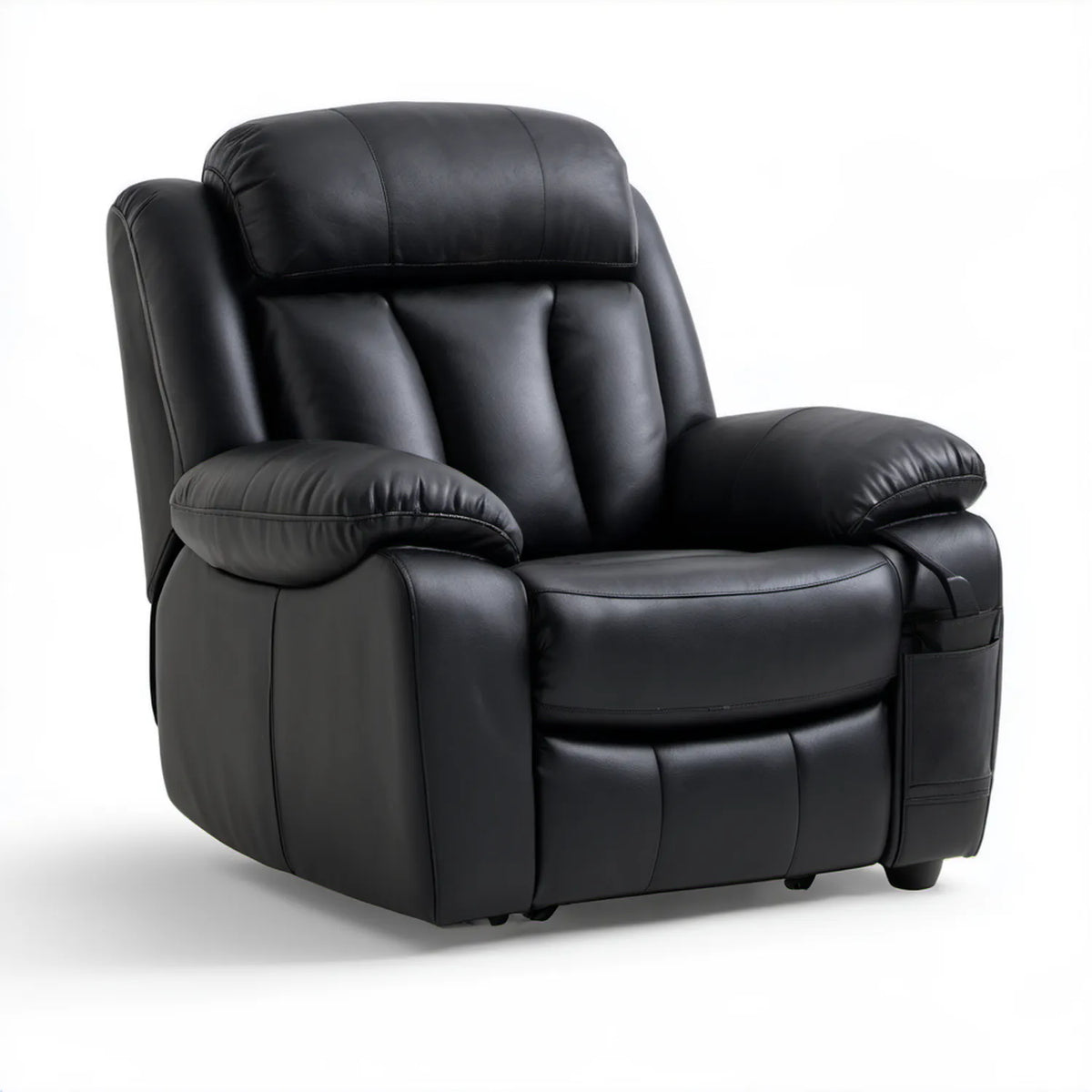 Czarny fotel rozkładany z tapicerką z ekoskóry PU 92 x 94 x 102 cm