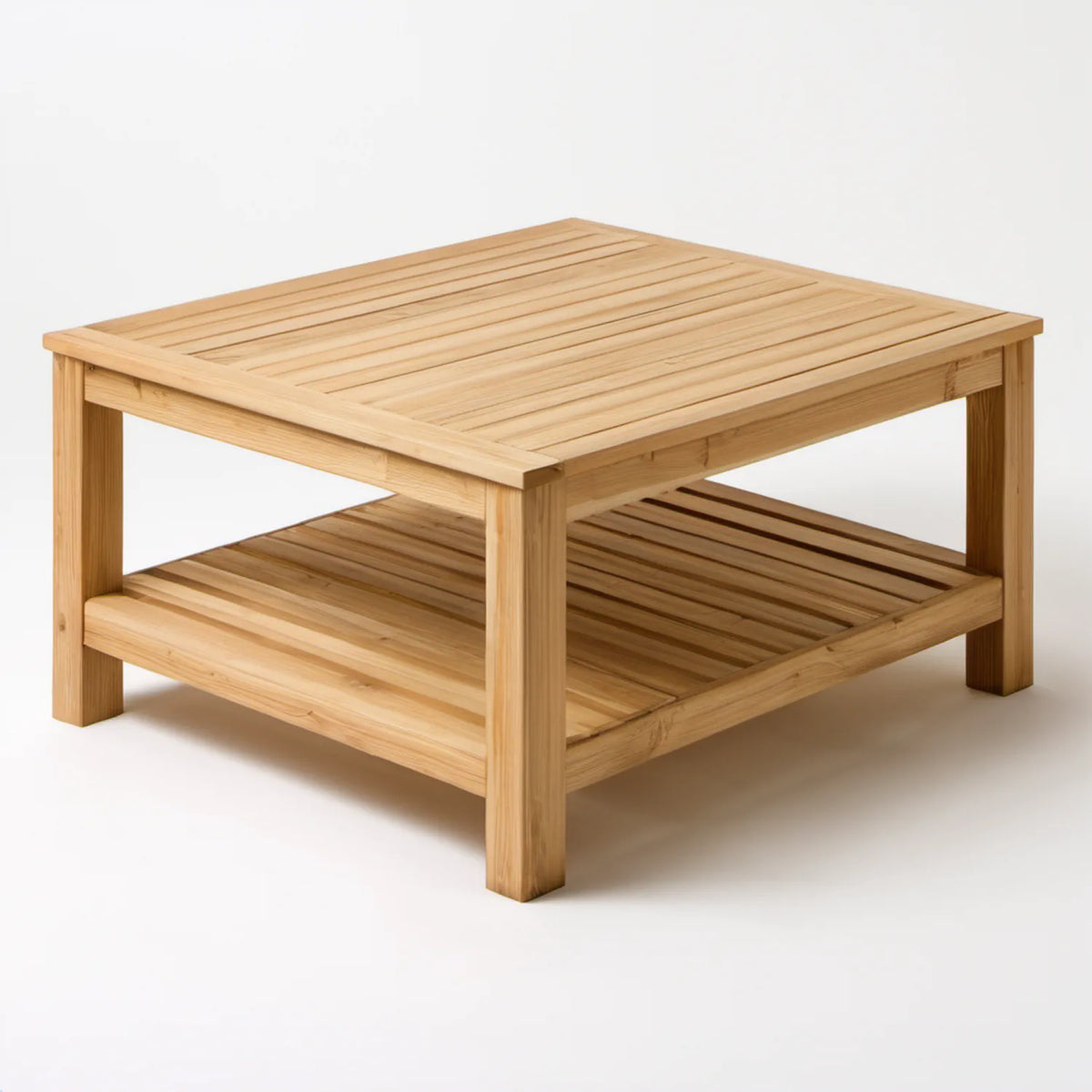 Kwadratowy stolik ogrodowy z litego drewna akacjowego, naturalny, 90 x 90 x 45 cm